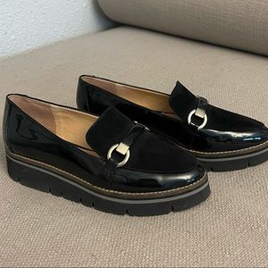 Black thick soled loafers